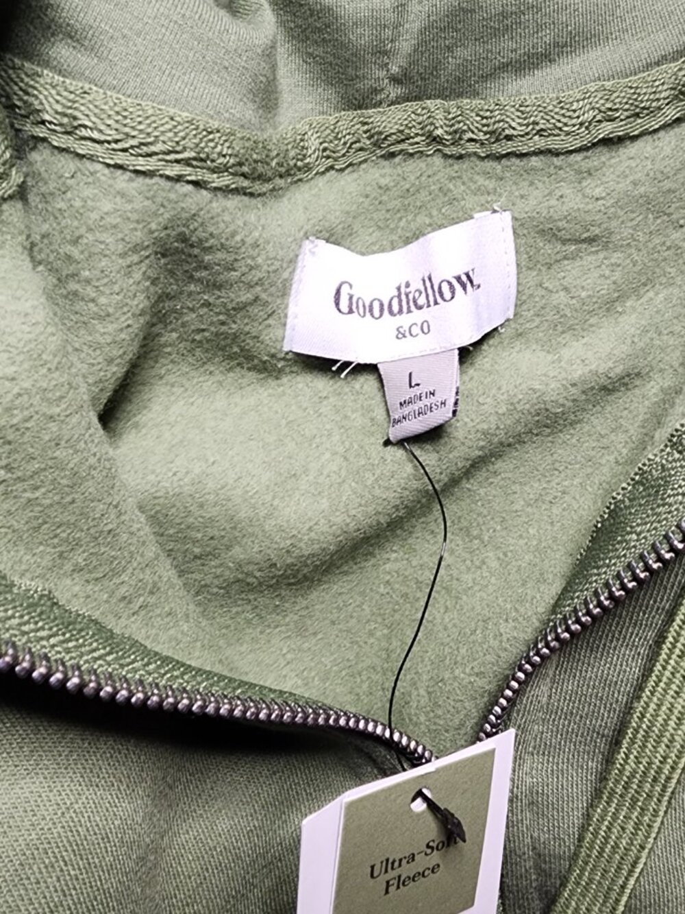 *NWT* Men's Olive Green Large Goodfellow Zipper Hoodie - Picture 11 of 16